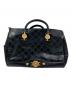VERSACE（ヴェルサーチェ）の古着「サンバースト PVC×レザー ボストンバッグ」｜ブラック