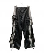 GS THE ULTIMATE EXPERIENCEジーエス ジ アルティメイト エクスペリエンス）の古着「テクニカルカーゴパンツ スリーストライプ」｜ブラック×ホワイト