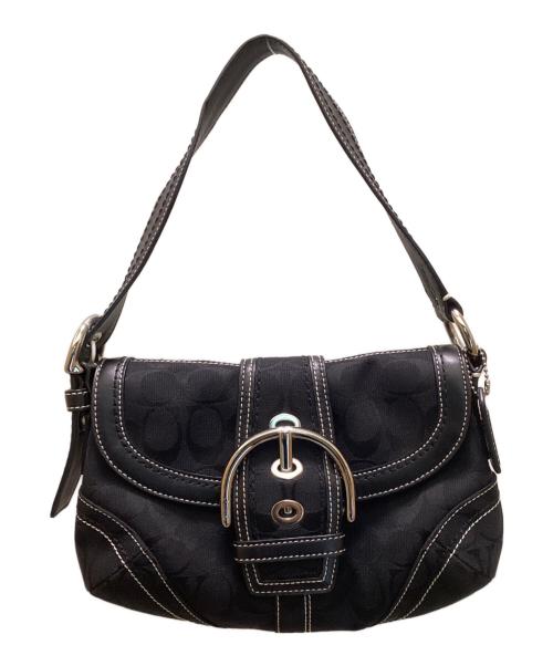 COACH（コーチ）COACH (コーチ) キャンバスシグネチャーショルダーバッグ ブラックの古着・服飾アイテム