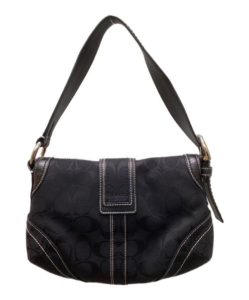 COACH（コーチ）COACH (コーチ) キャンバスシグネチャーショルダーバッグ ブラックの古着・服飾アイテム