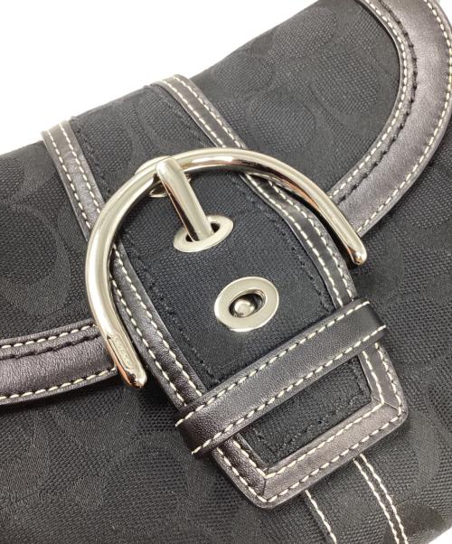 COACH（コーチ）COACH (コーチ) キャンバスシグネチャーショルダーバッグ ブラックの古着・服飾アイテム