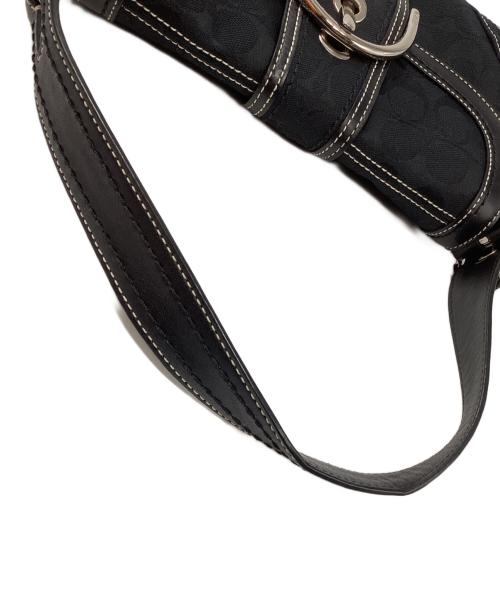 COACH（コーチ）COACH (コーチ) キャンバスシグネチャーショルダーバッグ ブラックの古着・服飾アイテム