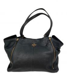 TORY BURCH（トリーバーチ）の古着「ジップデザインレザートートバッグ」｜ブラック