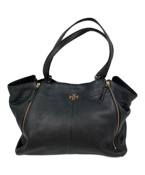 TORY BURCH（トリーバーチ）TORY BURCH (トリーバーチ) ジップデザインレザートートバッグ ブラックの古着・服飾アイテム