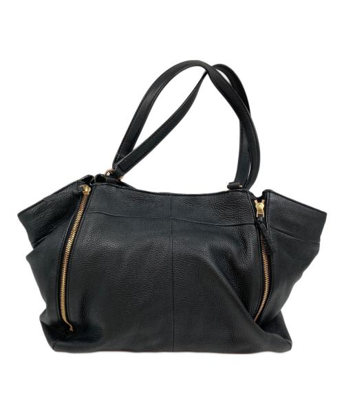 TORY BURCH（トリーバーチ）TORY BURCH (トリーバーチ) ジップデザインレザートートバッグ ブラックの古着・服飾アイテム