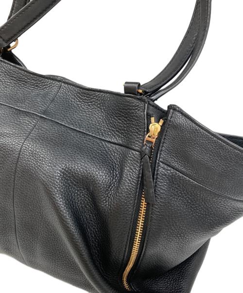 TORY BURCH（トリーバーチ）TORY BURCH (トリーバーチ) ジップデザインレザートートバッグ ブラックの古着・服飾アイテム