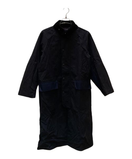 Barbour（バブアー）Barbour (バブアー) JOURNAL STANDARD (ジャーナルスタンダード) コラボ マルチカラー バーレー ステンカラーコート ブラック×ネイビー サイズ:34の古着・服飾アイテム