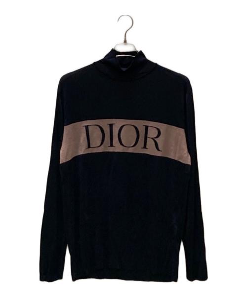 Dior（ディオール）DIOR (ディオール) ハイネックロゴニット ネイビー×グレー サイズ:Ⅼの古着・服飾アイテム