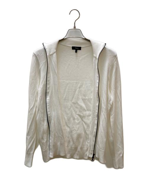 theory（セオリー）theory (セオリー) ダブルジップ ドライバーズニット ホワイト サイズ:Ⅼの古着・服飾アイテム