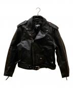 MOLAWZモローズ）の古着「水牛革 ダブルライダースジャケット」｜ブラック