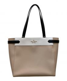 Kate Spade（ケイトスペード）の古着「ステイシー カラーブロック ラップトップ トートバッグ」｜ベージュ×ホワイト