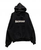 BALENCIAGAバレンシアガ）の古着「キャップスデストロイドフーディープルオーバー」｜ブラック