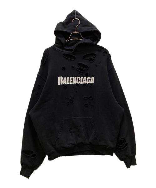 BALENCIAGA（バレンシアガ）BALENCIAGA (バレンシアガ) キャップスデストロイドフーディープルオーバー ブラック サイズ:XXSの古着・服飾アイテム