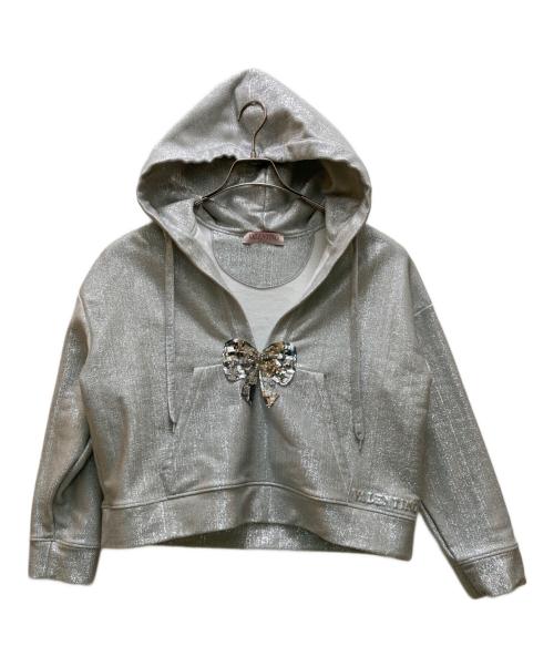 VALENTINO（ヴァレンティノ）VALENTINO (ヴァレンティノ) ラメプルオーバーパーカー グレー サイズ:ＸＳの古着・服飾アイテム