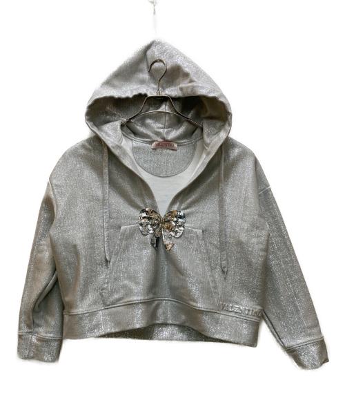 VALENTINO（ヴァレンティノ）VALENTINO (ヴァレンティノ) ラメプルオーバーパーカー グレー サイズ:ＸＳの古着・服飾アイテム