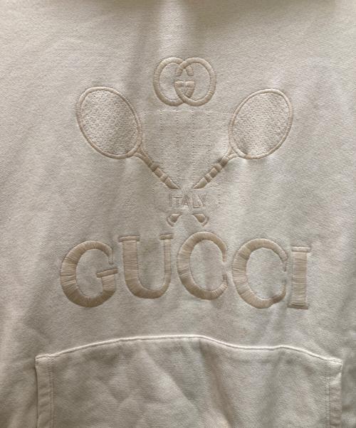 GUCCI（グッチ）GUCCI (グッチ) テニスロゴ刺繍パーカー ベージュ サイズ:XXLの古着・服飾アイテム