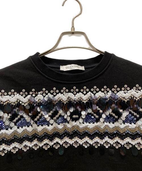 VALENTINO（ヴァレンティノ）VALENTINO (ヴァレンティノ) スパンコールロゴトレーナー ブラック サイズ:ＸＳの古着・服飾アイテム