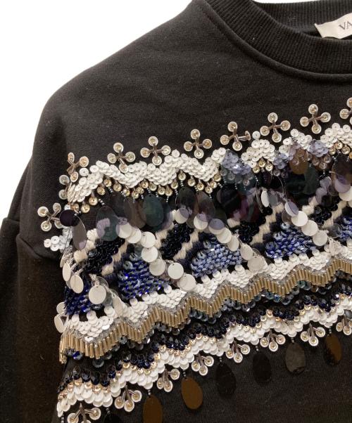 VALENTINO（ヴァレンティノ）VALENTINO (ヴァレンティノ) スパンコールロゴトレーナー ブラック サイズ:ＸＳの古着・服飾アイテム