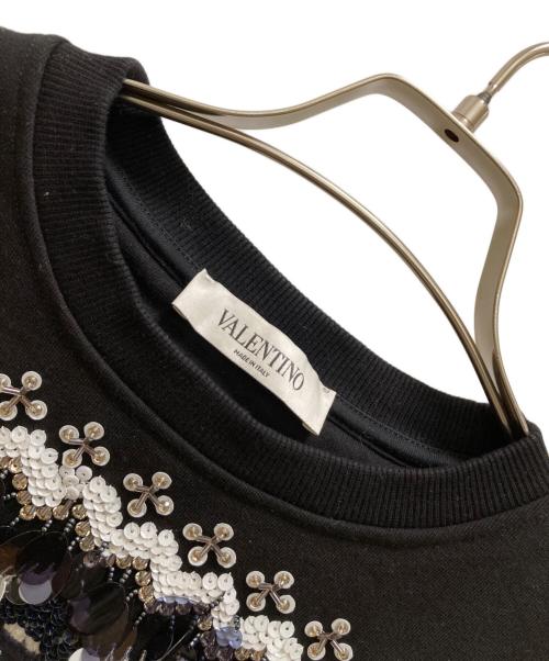 VALENTINO（ヴァレンティノ）VALENTINO (ヴァレンティノ) スパンコールロゴトレーナー ブラック サイズ:ＸＳの古着・服飾アイテム