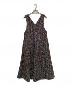 BEARDSLEYビアズリー）の古着「ツイードフレアワンピース」｜ブラック×ホワイト