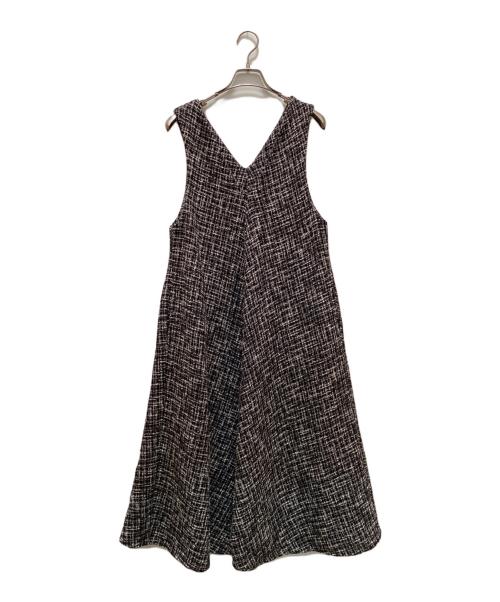 BEARDSLEY（ビアズリー）BEARDSLEY (ビアズリー) ツイードフレアワンピース ブラック×ホワイトの古着・服飾アイテム