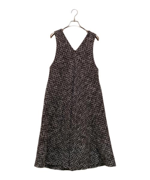BEARDSLEY（ビアズリー）BEARDSLEY (ビアズリー) ツイードフレアワンピース ブラック×ホワイトの古着・服飾アイテム