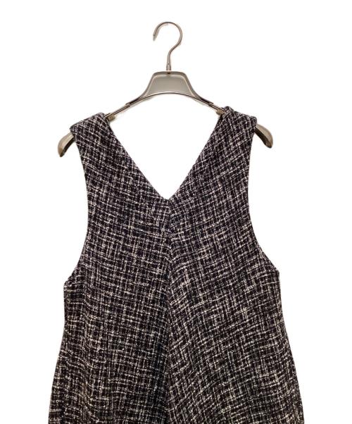 BEARDSLEY（ビアズリー）BEARDSLEY (ビアズリー) ツイードフレアワンピース ブラック×ホワイトの古着・服飾アイテム
