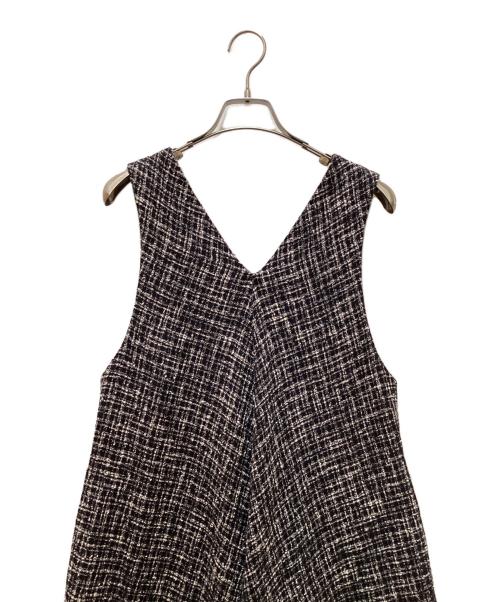 BEARDSLEY（ビアズリー）BEARDSLEY (ビアズリー) ツイードフレアワンピース ブラック×ホワイトの古着・服飾アイテム