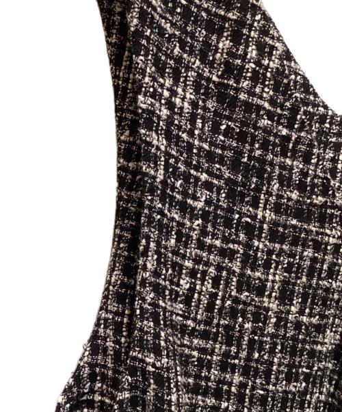 BEARDSLEY（ビアズリー）BEARDSLEY (ビアズリー) ツイードフレアワンピース ブラック×ホワイトの古着・服飾アイテム