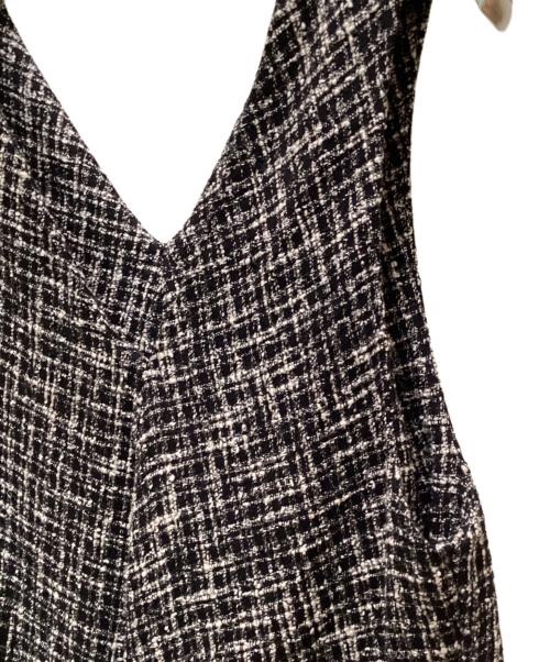 BEARDSLEY（ビアズリー）BEARDSLEY (ビアズリー) ツイードフレアワンピース ブラック×ホワイトの古着・服飾アイテム