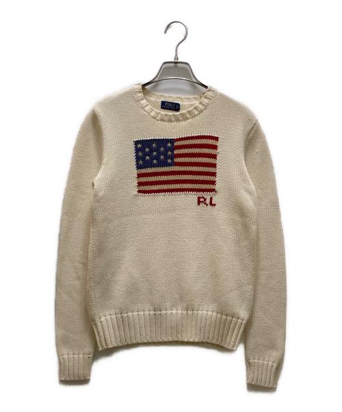 POLO RALPH LAUREN（ポロ・ラルフローレン）POLO RALPH LAUREN (ポロ・ラルフローレン) 星条旗ニット ホワイト サイズ:Ｓの古着・服飾アイテム