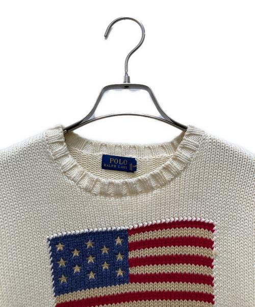 POLO RALPH LAUREN（ポロ・ラルフローレン）POLO RALPH LAUREN (ポロ・ラルフローレン) 星条旗ニット ホワイト サイズ:Ｓの古着・服飾アイテム