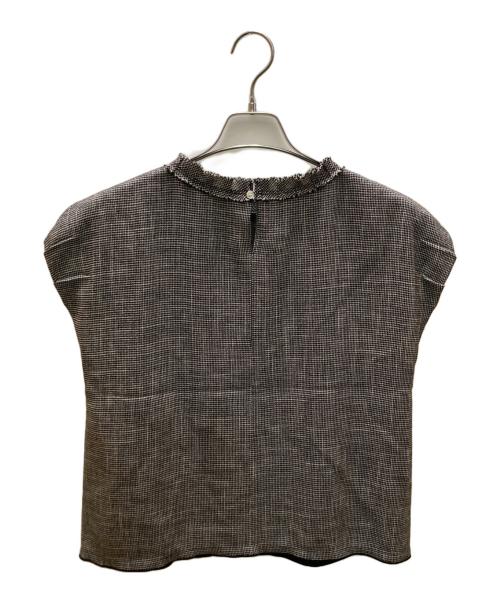 BALLSEY（ボールジィ）BALLSEY (ボールジィ) ポリエステルレーヨンカラミ フレンチスリーブブラウス ブラック サイズ:36の古着・服飾アイテム