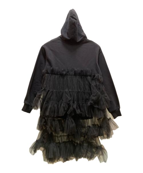 VIVIANO（ヴィヴィアーノ）VIVIANO (ヴィヴィアーノ) アシンメトリーチュールフーディー ブラック サイズ:Mの古着・服飾アイテム