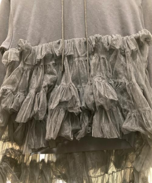 VIVIANO（ヴィヴィアーノ）VIVIANO (ヴィヴィアーノ) アシンメトリーチュールフーディー ブラック サイズ:Mの古着・服飾アイテム