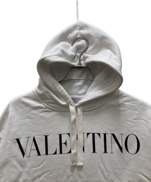 VALENTINO（ヴァレンティノ）VALENTINO (ヴァレンティノ) フロントロゴ スパンコール フリンジデザイン プルオーバーパーカー ホワイト サイズ:ＸＳの古着・服飾アイテム