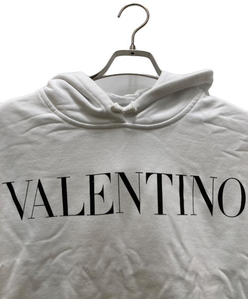 VALENTINO（ヴァレンティノ）VALENTINO (ヴァレンティノ) フロントロゴ スパンコール フリンジデザイン プルオーバーパーカー ホワイト サイズ:ＸＳの古着・服飾アイテム