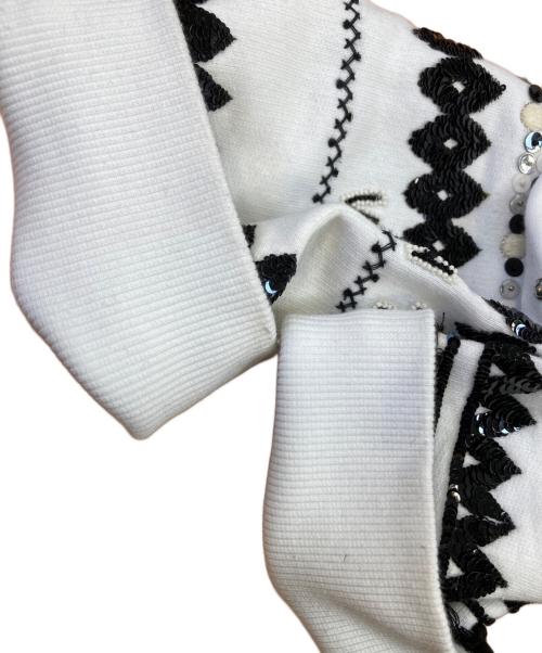 VALENTINO（ヴァレンティノ）VALENTINO (ヴァレンティノ) フロントロゴ スパンコール フリンジデザイン プルオーバーパーカー ホワイト サイズ:ＸＳの古着・服飾アイテム