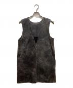 Ameriアメリ）の古着「CRUSHED LEATHER SLEEVELESS TOP」｜ブラック