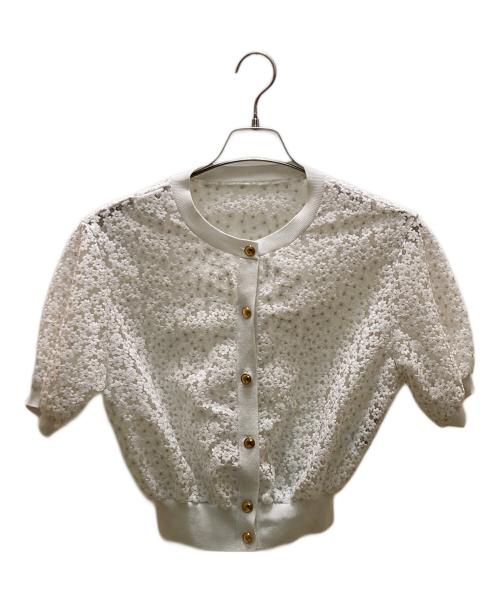 JUSGLITTY（ジャスグリッティー）JUSGLITTY (ジャスグリッティー) ミニブーケカーディガン ホワイト サイズ:2の古着・服飾アイテム