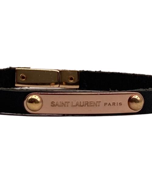 Saint Laurent Paris（サンローランパリ）Saint Laurent Paris (サンローランパリ) idプレートブレスレット ブラックの古着・服飾アイテム