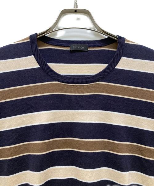 Cruciani（クルチアーニ）Cruciani (クルチアーニ) ボーダーニット ベージュ サイズ:52の古着・服飾アイテム