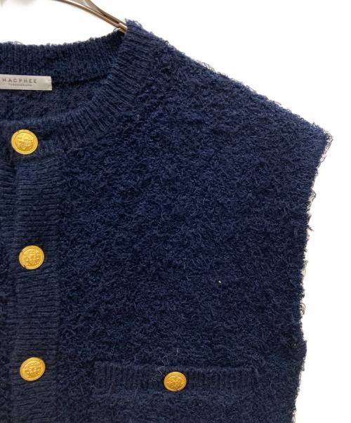 MACPHEE（マカフィー）MACPHEE (マカフィー) ツイーディー クルーネックジレ ネイビー サイズ:Sの古着・服飾アイテム