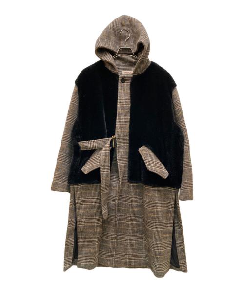 CULLNI（クルニ）CULLNI (クルニ) チェックフードコート ベージュ サイズ:２の古着・服飾アイテム