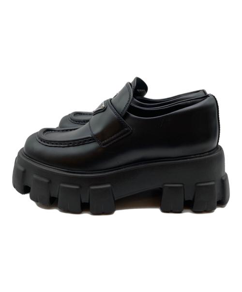 PRADA（プラダ）PRADA (プラダ) ブラッシュドレザー モノリス ローファー ブラック サイズ:36の古着・服飾アイテム