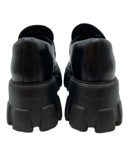 PRADA（プラダ）PRADA (プラダ) ブラッシュドレザー モノリス ローファー ブラック サイズ:36の古着・服飾アイテム