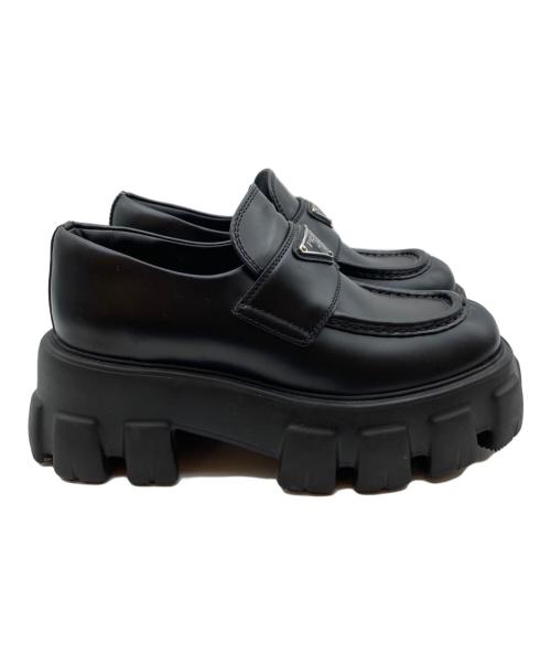 PRADA（プラダ）PRADA (プラダ) ブラッシュドレザー モノリス ローファー ブラック サイズ:36の古着・服飾アイテム