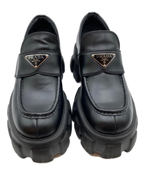 PRADA（プラダ）PRADA (プラダ) ブラッシュドレザー モノリス ローファー ブラック サイズ:36の古着・服飾アイテム