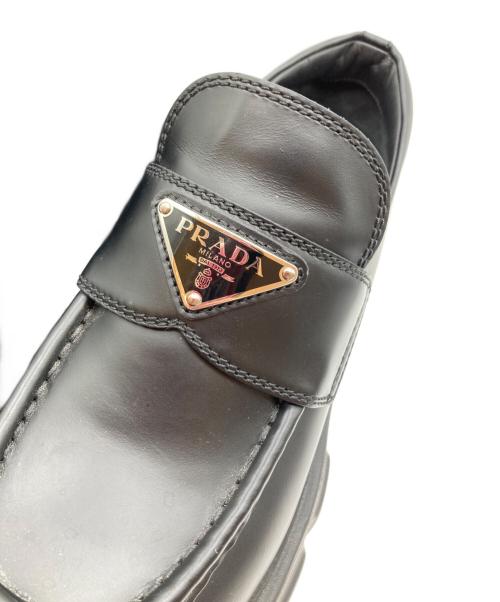 PRADA（プラダ）PRADA (プラダ) ブラッシュドレザー モノリス ローファー ブラック サイズ:36の古着・服飾アイテム