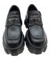 中古・古着 PRADA (プラダ) ブラッシュドレザー モノリス ローファー ブラック サイズ:36：70000円